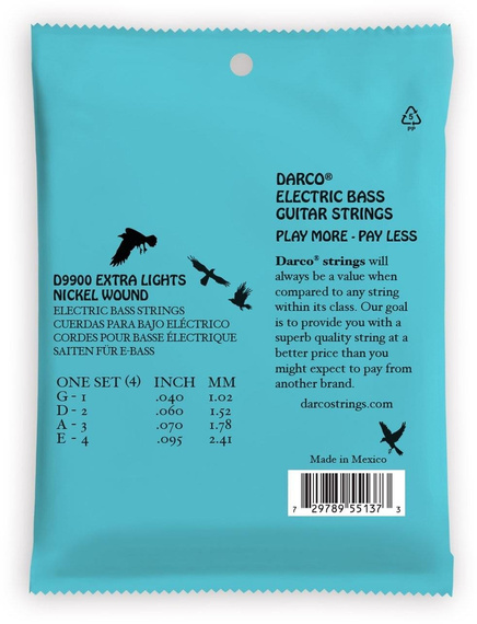 Struny do Gitary Basowej Martin Guitar Martin D9900 Darco Electric 4 String Bass ExtraLight