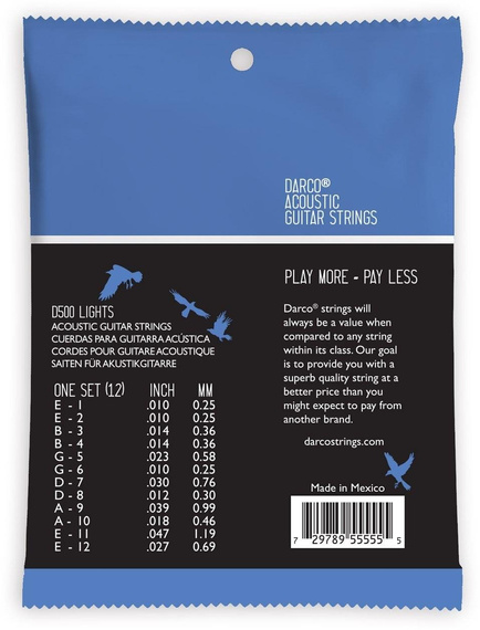 Struny do Gitary Akustycznej Martin Guitar Martin D500 Darco Acoustic 12 Stg Light 80/20
