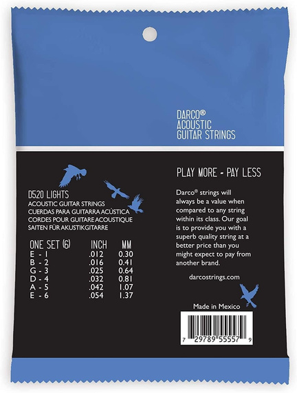 Struny do Gitary Akustycznej Martin Guitar Martin D520 Darco Acoustic Light 80/20