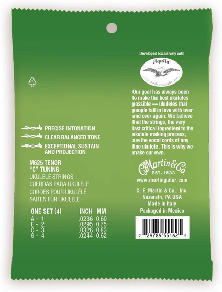 Struny do ukulele Martin Guitar Martin M625 Premium Ukulele Polygut Tenor