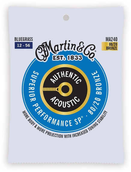Struny do Gitary Akustycznej Martin MA240 Authentic Bluegrass 80/20