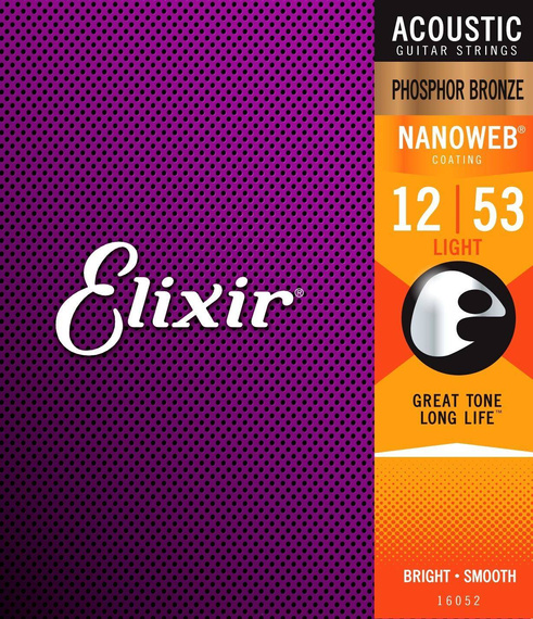 Struny do gitary akustycznej Elixir 16052 NanoWeb Phosphor Bronze Light 12-53