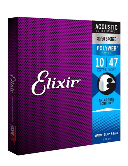 Struny do gitary akustycznej Elixir 11000 PolyWeb Extra Light 10-47