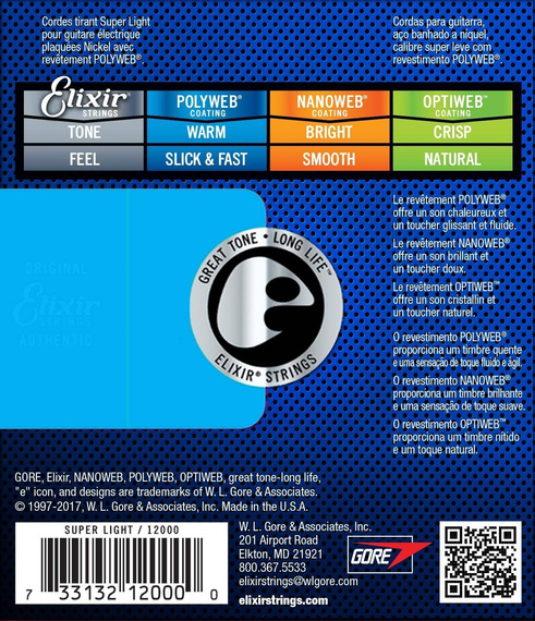 Struny do gitary elektrycznej Elixir 12000 PolyWeb Super Light 9-42