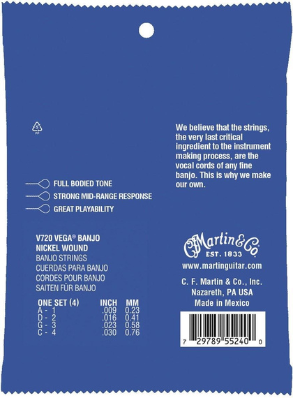Struny do Banjo Martin V720 Strings Vega Banjo 7204 Str Tenor