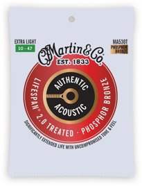 Struny do Gitary Akustycznej Martin Guitar Martin MA530T Authentic Treated Extra Light 92/8