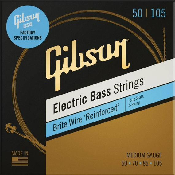 Gibson SBG-LSM Long Scale Brite Wire Electric Bass Strings, 4-String, Roundwound struny basowe