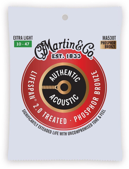 Struny do Gitary Akustycznej Martin Guitar Martin MA530T Authentic Treated Extra Light 92/8