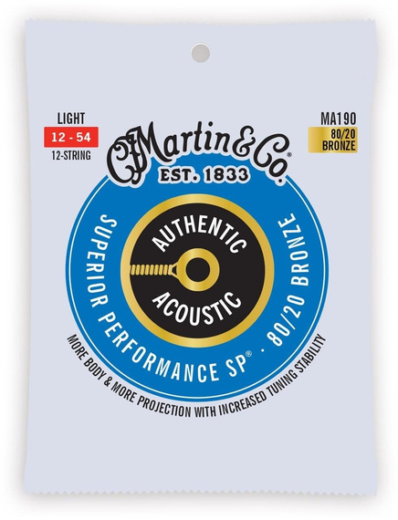 Struny do Gitary Akustycznej Martin MA190 Authentic 12 Stg Light 80/20